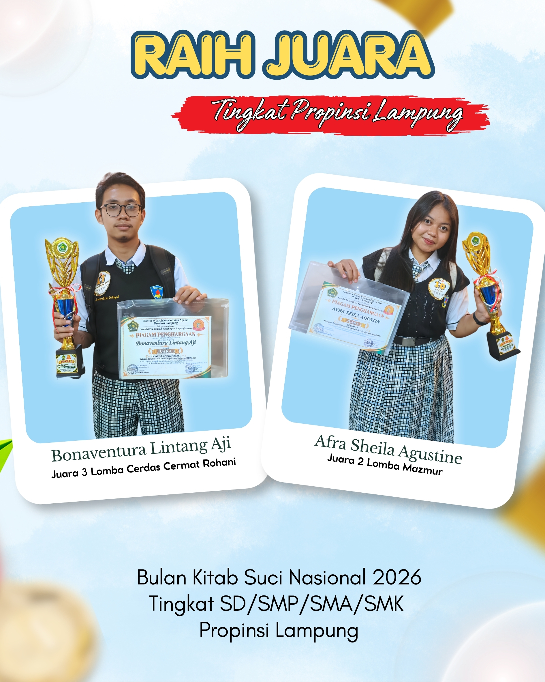 SMA Yos Sudarso Metro Raih Prestasi pada Semarak Bulan Kitab Suci Nasional (BKSN) 2026 Tingkat Provinsi Lampung